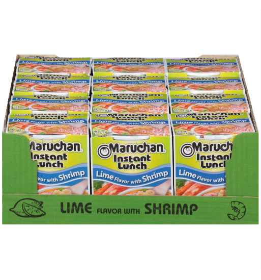 (12 Packs) Maruchan Lime with Shrimp Instant Lunch Ramen Noodles, 2.25 oz Cup