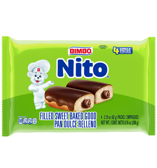 Bimbo Nito Chocolate Crème Filled Sweet Baked Good, 4 packs, Eclairs, 8.76 oz Multipack