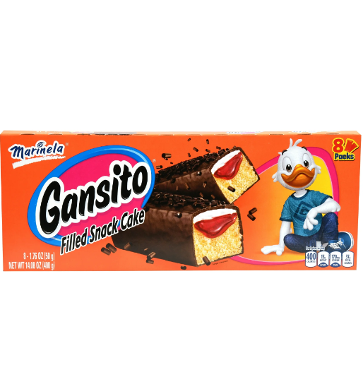 Marinela Gansito Strawberry and Crème Filled Snack Cakes with Chocolate Coating,8 Count Box