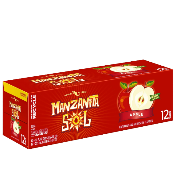 Manzanita Sol Apple Flavored Soda Pop, 12 oz, 12 Pack Cans