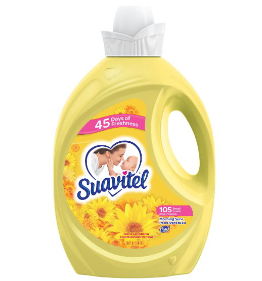 Suavitel Liquid Fabric Softener and Conditioner, Morning Sun, 105 oz, 105 Small Loads