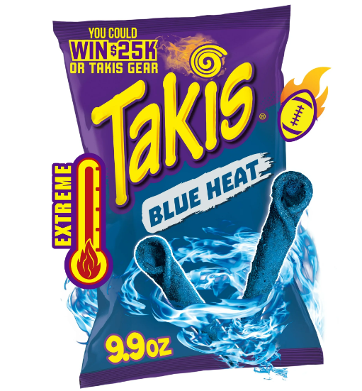 Takis Blue Heat 9.9 oz Sharing Size Bag, Hot Chili Pepper Rolled Tortilla Chips