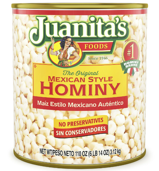 Juanita’s Foods Mexican Style Hominy, 110 oz, Can