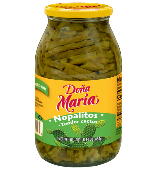 DONA MARIA Nopalitos, Tender Cactus, Shelf-Stable, Sliced, 30 oz Glass Jar