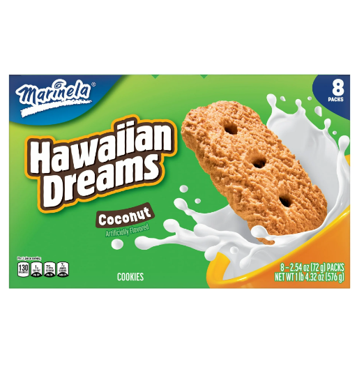 Marinela Hawaiian Dreams Coconut Cookies, 8 packs, Cookies, 20.32 oz Multipack