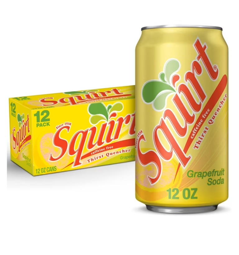 Squirt Caffeine Free Grapefruit Soda Pop, 12 fl oz, 12 Pack Cans