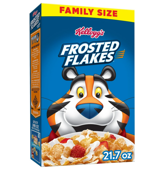 Kellogg's Frosted Flakes Breakfast Cereal, Kids Cereal, Family Breakfast, Family Size, Original, 21.7oz Box (1 Box)