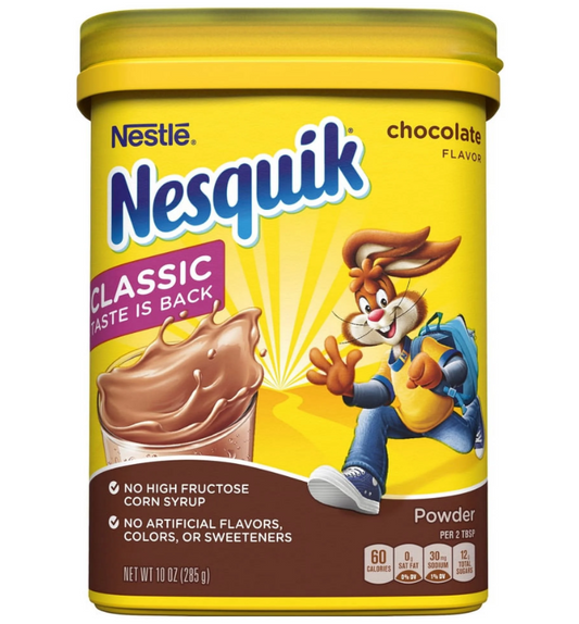 Nestle Nesquik Chocolate Flavor Powder Drink Mix, 10 oz, Can