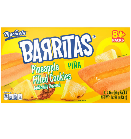 Marinela Barritas Fruit Filled Cookies, 8 packs, Soft Cookie Bars, Multipack